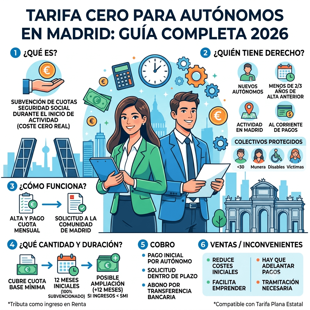 Tarifa Cero para Autónomos en Madrid: Guía Completa 2026
